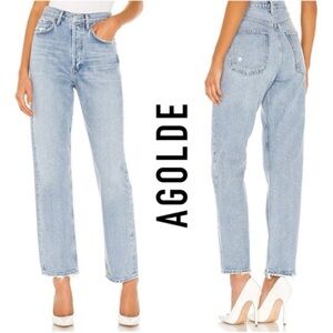 AGOLDE Light Wash Straight Leg Jeans